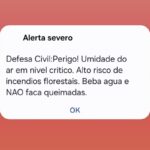 Defesa Civil emite alerta sonoro devido à nível crítico da umidade do ar no interior de SP