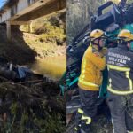 Motorista morre após caminhão cair de ponte e afundar em rio na SC-114
